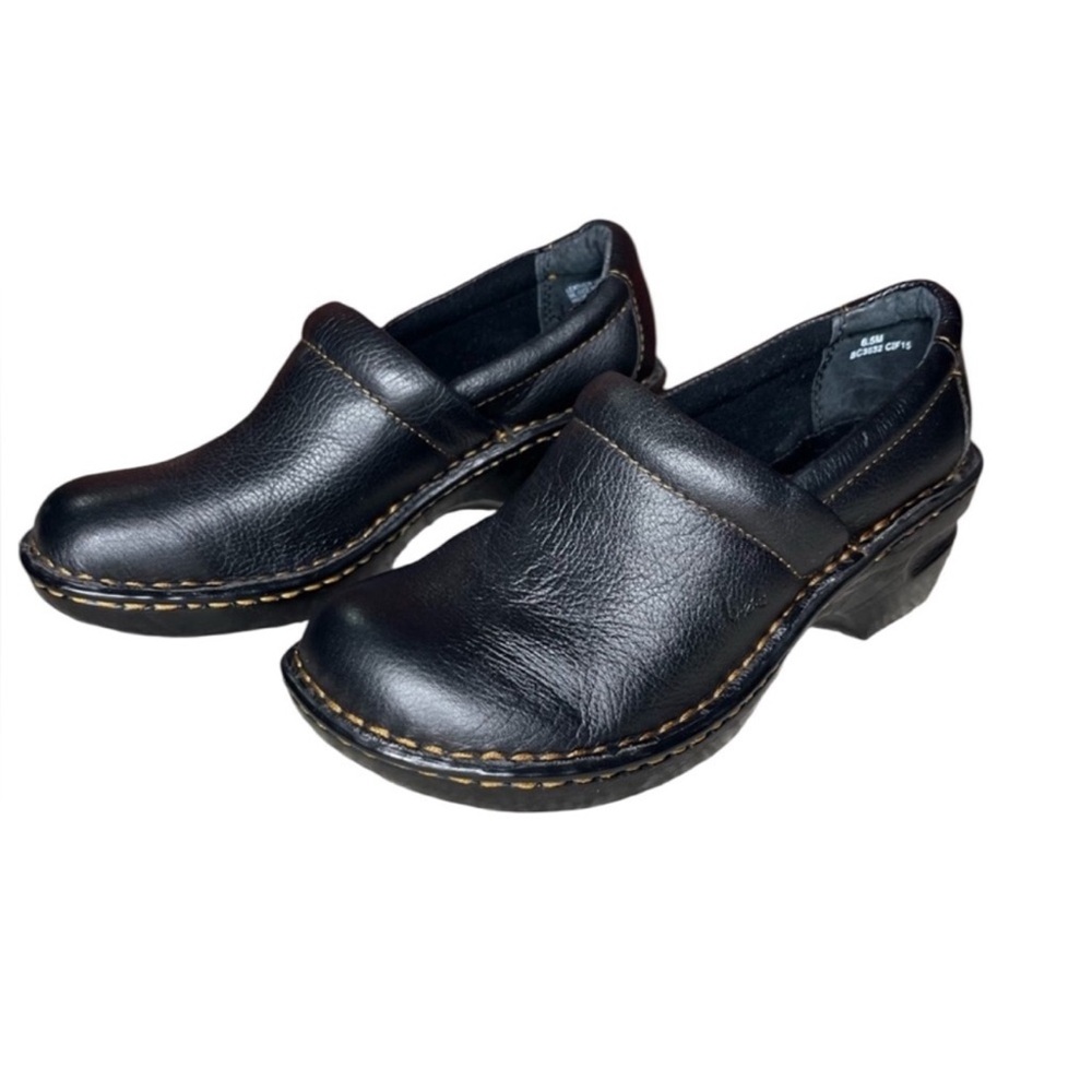 B.O.C. by Born black leather Peggy clogs